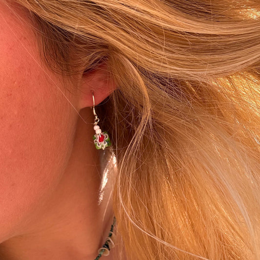 Glass and Sterling Earrings