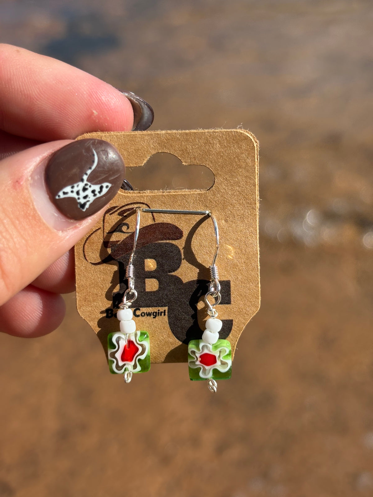 Glass and Sterling Earrings